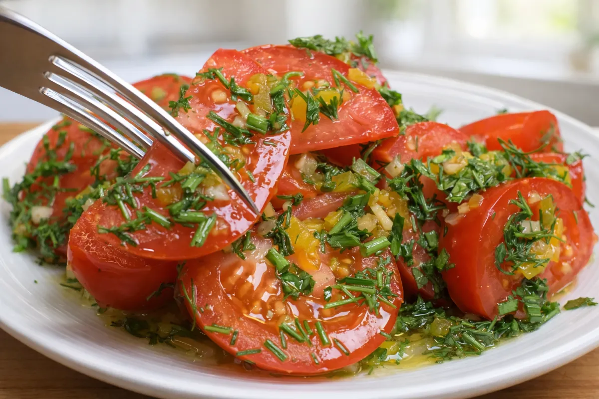 paradajkový šalát k rezňu