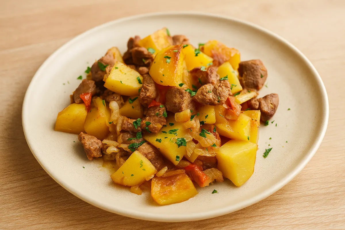 pečené zemiaky s bravčovým mäsom