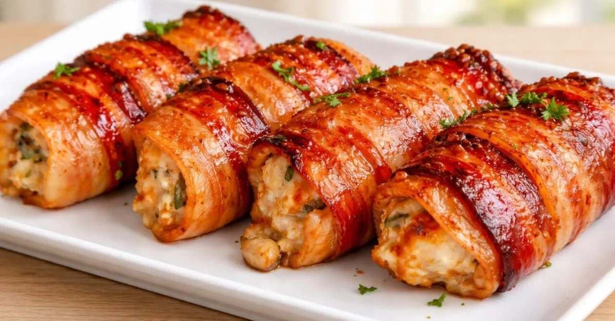 plnené kuracie prsia v slanine