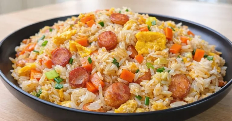 pražená ryža s párkami