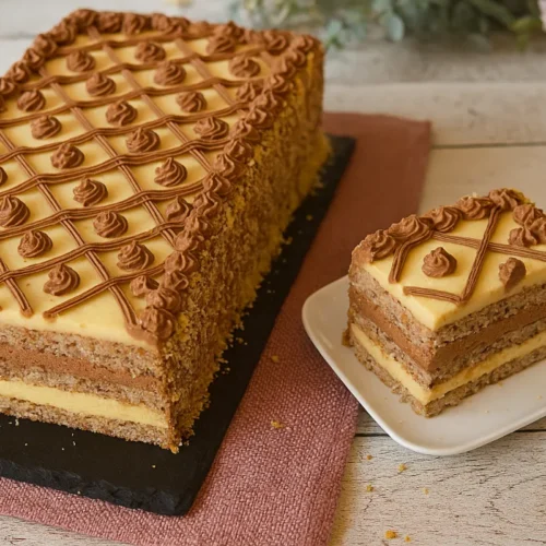 Hotové sviatočné orechové rezy nakrájané na tanieri.