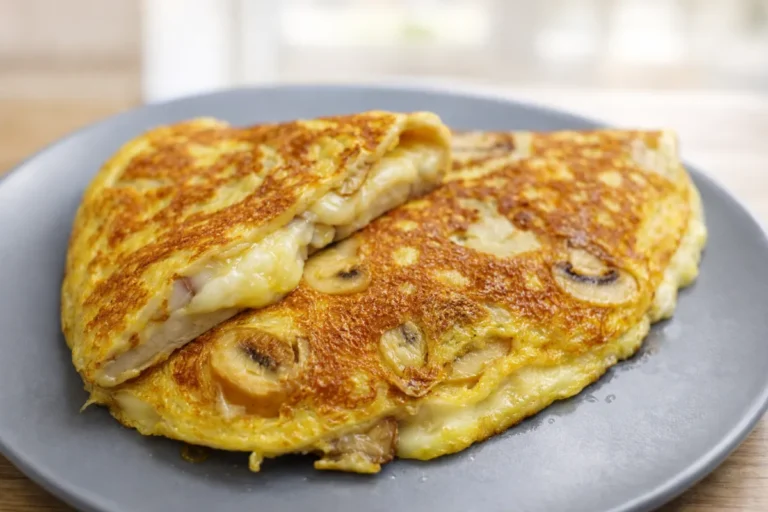 syrová omeleta s hubami