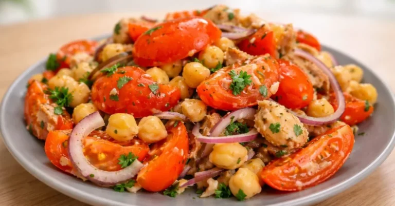 tuniakový šalát s cícerom