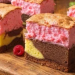 tvarohový koláč s ružovou penou