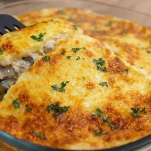 zapekaná zemiaková kaša s hubami