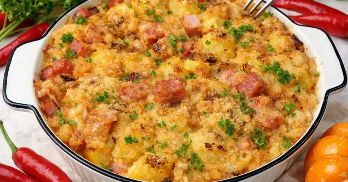 zapekané zemiaky so šunkou a syrom