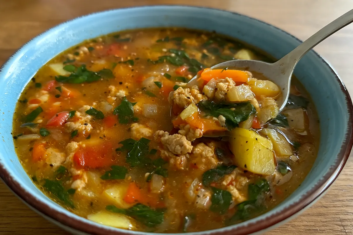 zeleninová polievka s mletým mäsom