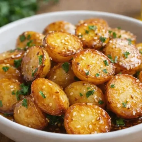 zemiaky na panvici so sójovou omáčkou a medom