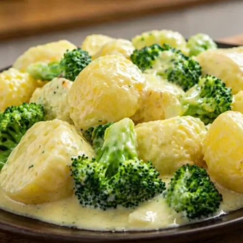 zemiaky s brokolicou v smotanovej omáčke