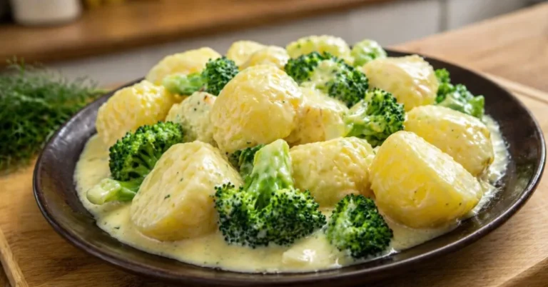 zemiaky s brokolicou v smotanovej omáčke
